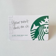 0938 STARBUCKS CARD PAPER US YOUR NEXT ONE'S ON US (used card, used for collection)
