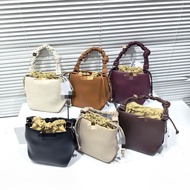 Niche Ready Stock GANNI Female Bag Woven Handle Bucket Bag Hexagonal One-Shoulder Portable Messenger