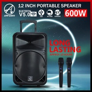 AmpAudio Portable Speaker 12 Inch 600W Bluetooth Portable Speaker With TWS Wireless Mic and Remote