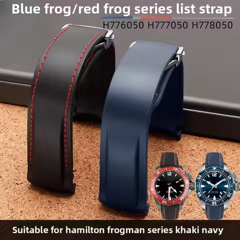 For Hamilton Kaki Frogman H777050 H778050 20mm 22mm Curved End Rubber Watch Strap men Silicone Brace