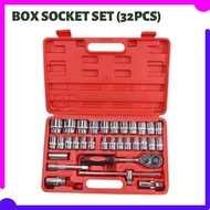 32pcs Ratchet Box Socket Set Box Set Spanner Set Wrench Spanar Set Spana Set Repair Car Toolbox Kota