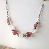 月亮石  月光石 草莓晶 水晶 頸鏈 項鍊 天然石 生日禮物 愛情