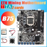 B75 ETH Miner Mard 12 PCIE Ke Usb 3.0 Kipas Peingin CPU Acak