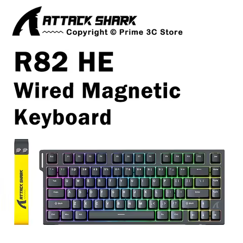 ATTACK SHARK R82 HE Wired 75% Magnetic Keyboard RGB 8000Hz Rapid Trigger 0.005mm Actuation Gaming Ke