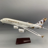 37CM A380 Series Airplane Model with Light with Wheels Simulation Static Airplane Model Decoration