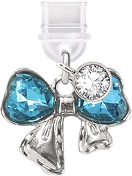ELISE & FONDA TP649 Type-C Charging Port Anti Dust Plug Little 3D Crystal Bow Cell Phone Charm for i