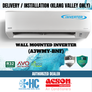 ACSON Wall Mounted 1hp/1.5hp/2hp/2.5hp Standard Inverter A3WMY10/15/20/25BNF ***KLANG VALLEY ONLY***