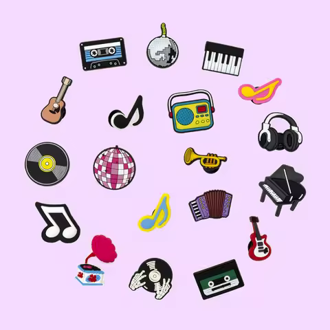 1pcs Pop Music Style Shoe Charms Fashion Musical Instruments Radio Piano Shoe Accessories Women Men 