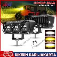 2Pcs Lampu Led Laser SQL 3 Mata Lampu Sorot Laser 3 Mata 2 Warna  Putih-Kuning Lampu Tembak Mobil Su