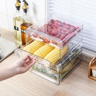 Drawer Type Refrigerator Storage Box Household Kitchen Fruit and Vegetable Frozen Crisper Double-Layer TransparentPETCom