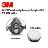 3M 3200 REUSABLE SINGLE CARTRIDGE RESPIRATOR FACE MASK C/W 3311K-55 FILTER