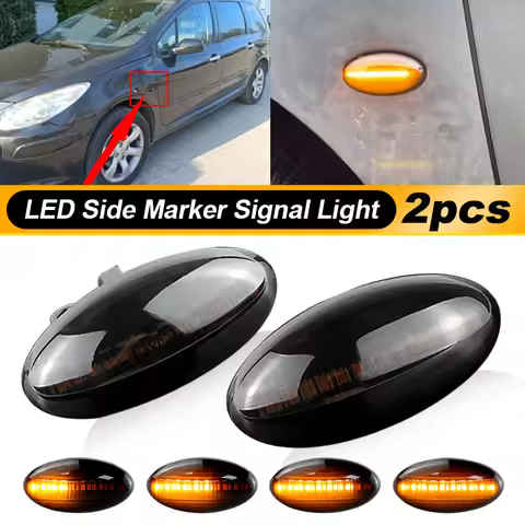 2PCS Dynamic LED Turn Signal Lamp Side Marker Lights For Citroen C4 C5 C6 Xsara N0/N1/N2 Picasso C-C