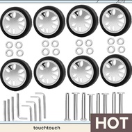 8pcs Luggage Wheels Replacement Kit,Dia 2in/50mm Thick 0.47in/12mm Resistant Rubber Mute Caster Repl
