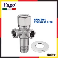 VAGO 1/2'' 304 Stainless Steel Angle Valve with 2 Outlets