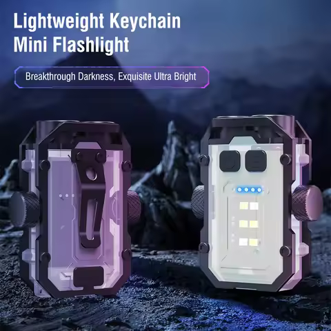 BORUiT Super Bright Mini Keychain Flashlight EDC Flashlight Powerful Pocket Torch Magnetic Work Ligh