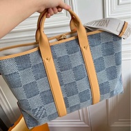 LV LOUIS VUITTON Weekend Tote Pharrell Williams Damier Denim 3D棉質帆布 經典 棋盤 格紋 單肩包 手提包 手袋 | N40702 | 全