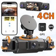 4-Channel FHD 1080P Dash Cam with WIFI Four Cameras CAR DVR 360 Camera 4 Way Black Box Full View Vid