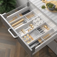 Aluminum Kitchen Organizer Expandable Cutlery Drawer Organizer Tray Multifunctional Storage Cutlery Drawer Tray