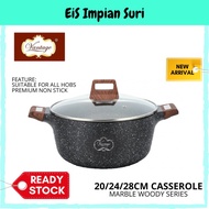 (Ready Stock) Vantage Woody Series 20/24/28cm Induction Non Stick Casserole Cookware Periuk Masak Pe