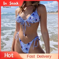 Women's Breathable Padded Triangle Top Thong Bikini Set