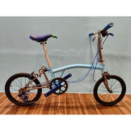 Blue Silver Half Titanium 4 Speeds Trifold Folding Bike | Lightweight Below 9KG | Custom Made, One and Only