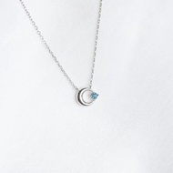 倫敦藍托帕石925純銀星月項鍊