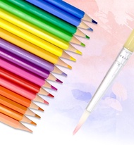 ดินสอสีไม้ระบายน้ำ สีไม้เหลี่ยม จับถนัดมือ สีสวย เล่นได้ทุกเพศทุกวัย  สีไม้+พู่กันสำหรับระบาย