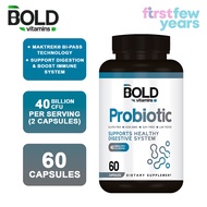 Bold Vitamins Probiotic 40 Billion CFU Supplement (60 Caps) Detox Gut Support/Nano [EXP 07/25]