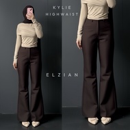 Kylie Cutbray Highwaist Pants Women's Flare Pants Auto Black - Premium Semi-Wool Pants Flare Pants W