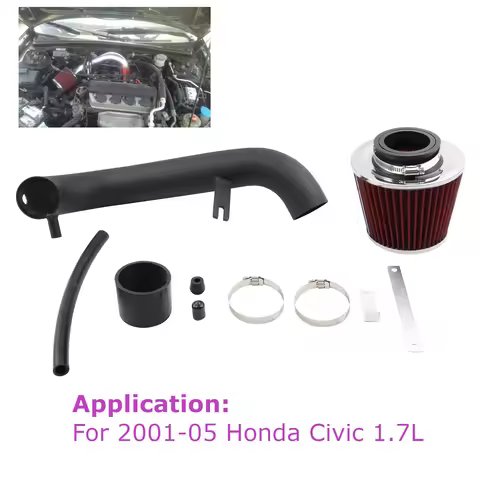 High Flow Cold Air Intake Induction Pipe Filter Kit For 2001-2005 Honda Civic 1.7L L4 MT DX LX EX HX