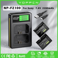 YOPPEN NP-FZ100 NPFZ100 NP FZ100 2280mAh Battery With LCD 2-Slots Charger For Sony A6600 A6700 A9 A9