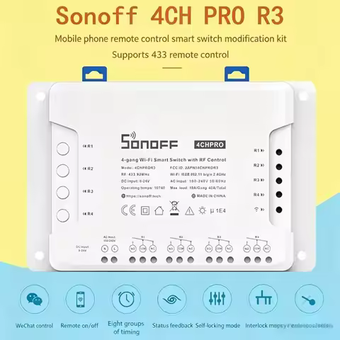 Switch 4 Gang Wireless SONOFF 4CH R3/4CH PRO R3 Smart WiFi Switch CountdownTiming Remote Control Hom