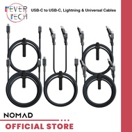 NOMAD Rugged Kevlar USB-C to Lightning Cables/Universal Cables/USB-C Cables - Fast Charging, Double Braided, Metal Alloy Connectors, Integrated Cable Tie