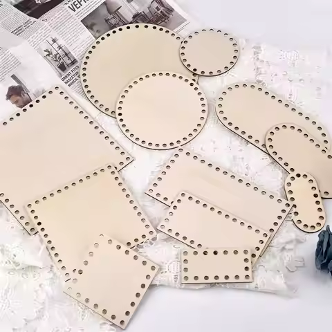 3pcs/Set Wooden Crochet Basket Base Unfinished Blank Cross Stitch Carved Hand-Woven DIY Crafts Suppl