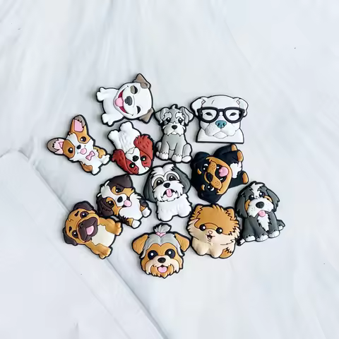 1-12Pcs Kawaii Dogs Footprint Sandals Shoes Charms Boys Girls Buckle Clog Accessories DIY Women Shoe