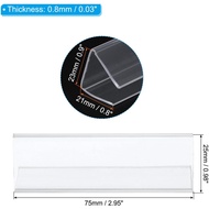 PATIKIL 2.95x0.98" Wood Shelf Label Holder, 50 Pack Plastic Clear Tag Ticket Sign Label Holder Clips