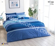 ผ้าปูที่นอนโตโต้ TOTO ขนาด 3.5ฟุต 5 ฟุต และ 6 ฟุต ฝ้ายผสม 40% รหัสสินค้า TT720BL ลายทาง สีฟ้า น้ำเงิน STRIPE BLUE สำหรับที่นอนสูง 10 นิ้ว