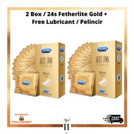 Durex Condom / Kondom 24 pcs [ Fetherlite Gold ] Long Lasting For Men + Free Lubricant / Pelincir