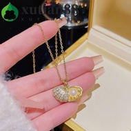 XUTIAN Peach Heart Pearl Necklace, Fashionable Elegant Oyster Necklace, Gift Unique Versatile Chain 