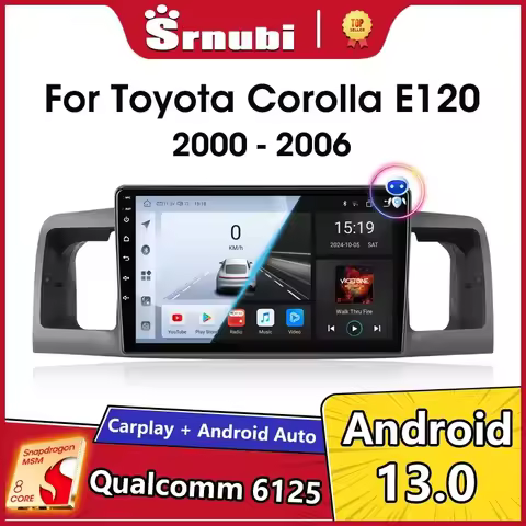 Android 13 Car Radio Qualcomm SM6125 For Toyota Corolla E120 2000 - 2004 2 Din Stereo Multimedia Vid