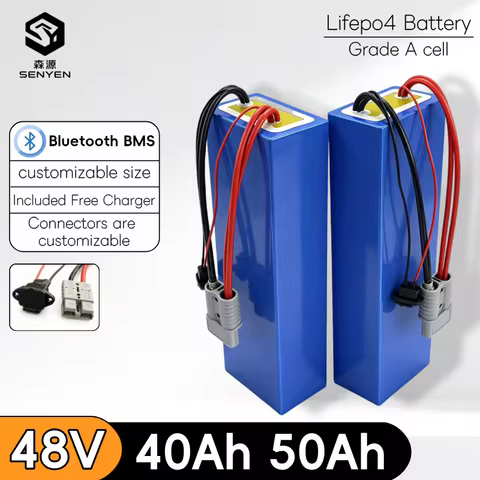 48V 40Ah 50Ah Lifepo4 lithium battery Bluetooth BMS APP 16S for 2000w Scooter bike tricycle boat go 