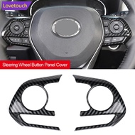 LOVETOUCH 2Pcs Car Steering Wheel Button Panel Cover Trim Sticker For Toyota RAV4 2019 - 2021 RAV 4 