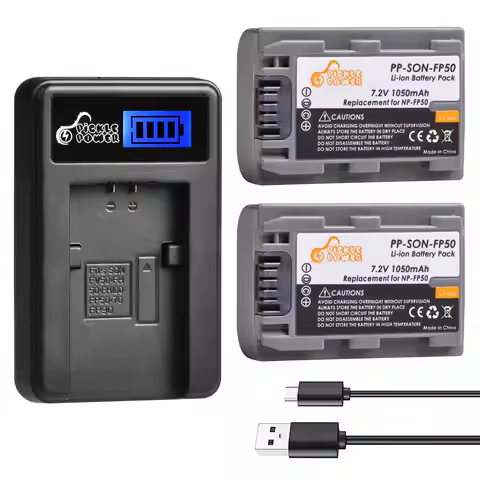 1050mAh NP-FP50 Battery + Dual Charger for Sony DCR-HC20 DCR-HC21 DCR-HC26 DCR-HC28 HC30 70E 80E