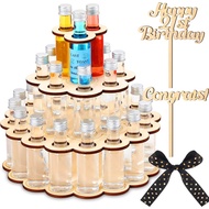 Honeydak Mini Liquor Bottle Cake Display Shelf Wooden Party Centerpiece Display for Mini Liquor Bott