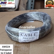 AWG 24 X 2 TRANSPARENT SILVER STRINGED CABLE AWG-24 CABLE/ (40 METERS)