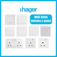 HAGER MUSE SWITCHES & SOCKET 1Gang / 2Gang / 3Gang / 4Gang / 1G2W/20A D/Pole / 13A & 15A Socket / Do