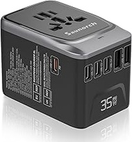 Universal Travel Adapter, PD 35W 7 in 1 International Power Plug Adapter with 7.0A 4 USB-C and 2 USB