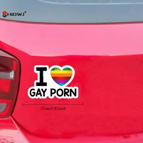 Decoration Warning Reflective Decal Personality Trunk Bumper Sticker I LOVE GAY PORN Car Stickers Fu