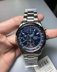 SEIKO精工SPC125P1 藍面 萬年曆 雙時區 鬧鈴三眼計時錶