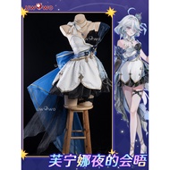 UWOWO Furina Cosplay Game Genshin Impact Fanart Furina Night Gown Cosplay Costume Dress Halloween Co